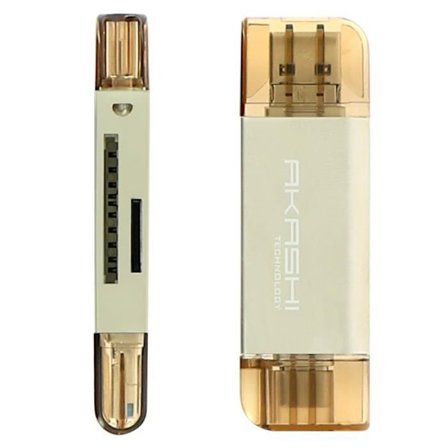 SD- och Micro SD-kortläsare 3 i 1 USB Micro USB och USB Typ C Akashi Grey