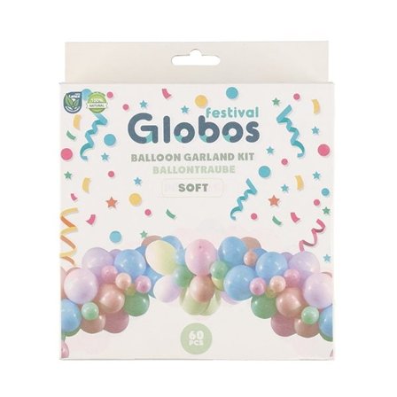 Ballonggirlang med 60 ballonger i pastellfärger
