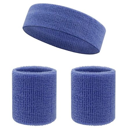 Sportshodebånd og armbåndsett, frottéhåndkle i bomull, egnet for sport og fitness (3-delt sett) Lilla