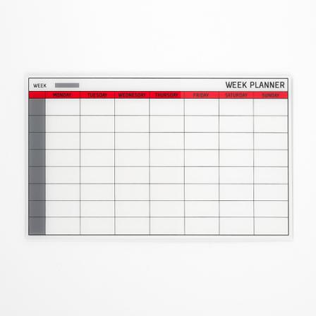 Glasschreibtafel GAIL mit Wochenplaner, 780 x 480 mm