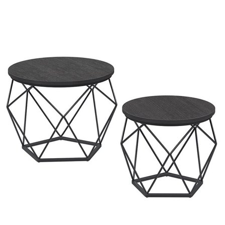 Sofabord med avtakbar plate 2-pk - Svart/Svart