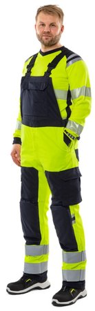 Fristads Herr Flamestat hängslebyxa stretch 1169 ATHF, klass 2, Varsel Gul/Marinblå