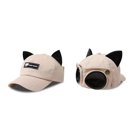 Söt med kattöron Baseball Cap Pilotglasögon Man Beanie Vår och höst Solglasögon Kvinnor