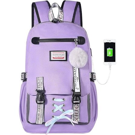 Pigetasker til Piger Teenagere Skoletaske til Kvinder 20-35L College Piger Bogtaske USB Opladning og HeadsetPort Laptop Rygsæk Student Dagtaske