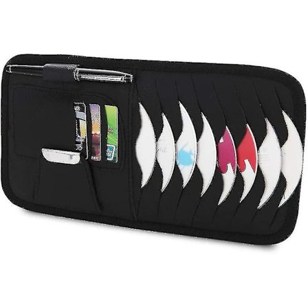 Bilsolskydd för solskydd, förvaringspåse för bil-CD/DVD-hållare, solskyddsfodral, plånboksklämmor för CD-hållare, glasögonbågar, parkering