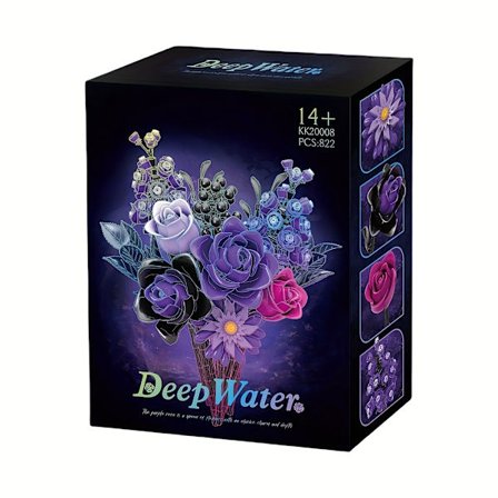 822+ Deler Gotisk Mørkeblå Lilla Rose Blomsterbukett Byggeklosser Sett | Simulerte Roser Klosser, Hjemmeinnredning, Ideell for Valentinsdagen