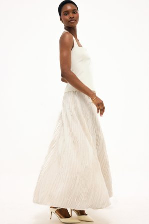Felicia Wedin x NA-KD Jupe longue trapèze texturée - Jupes longues - Crème - EU 36