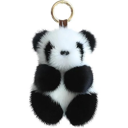 Pehmeä karvainen panda-nukke avaimenperä pehmolelu naisten käsilaukkuun auton avaimenperä laukku lompakko koriste riipus lelu tytölle lahjaksi