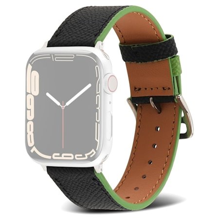 Apple Watch (45 mm) klockarmband i äkta läder med textur - Svart