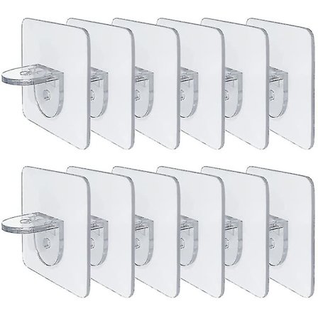 Ett paket med 12 hyllfästen Hyllfäste Självhäftande konsoler för hylla Garderob Glasfäste Hylla Förvaringsställ