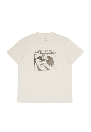 Nudie Jeans Roy Life Tracks T-Shirt Chalk White T-shirts Herr Vit MEDIUM