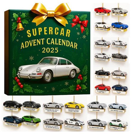 Populära adventskalendrar 2025, Porsche-tema blind boxes 2025, 24-dagars adventskalendrar – överraskningspresenter för pojkar och flickor