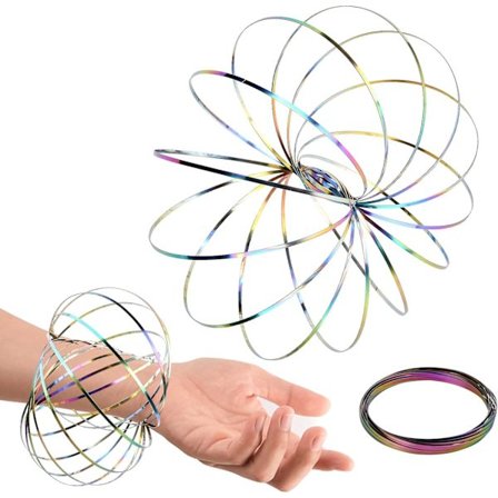 Flow Ring, Toys Flow Rings 3D Rainbow Spring Metal Interactive Ri