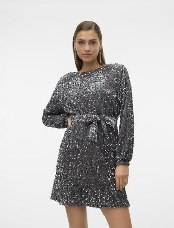 Vero Moda Vmbella Ls Boatneck Short Dress Jrs - Silver - XS