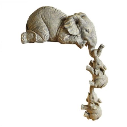 Elefantstatue Resin Dekorativ Elefant Hylde Sitter Mor Hængende To Babyer Figur til Hjemmeindretning Housewarming Gave