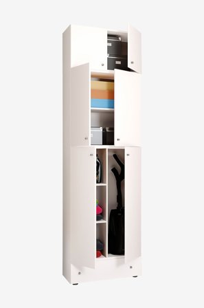 VCM - Vcm Siivouskaappi Lona Xxl saranaovet - Kiinnikkeellä ja laatikolla varustettuna. - Valkoinen - Kaapit - - Homeroom