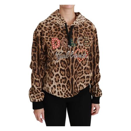 Dolce & Gabbana Hooded Studded Ayers Leopard Sweater Brun, Dame