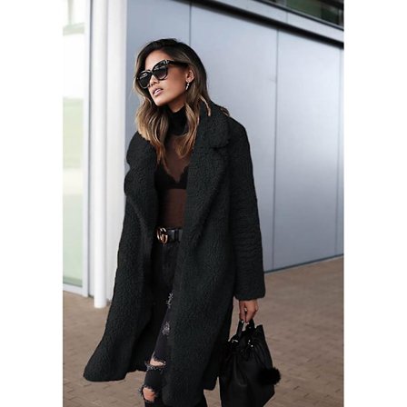 Dam Plysch apel ång Kappa Vinter Fleece Parka ångärmad Trench Coat Vinterjacka CNMR -