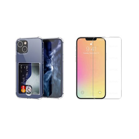 iPhone 13 Mini - Skal med Kortfack och Skärmskydd