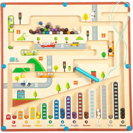 Montessori Legetøj til 3-6 År, Magnetisk Labyrinth Spil til at Lære Farver og Tal, Magnetisk By Labyrinth, Trælegetøj, Rejse Spil til Børn