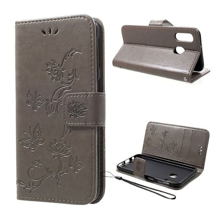 Butterfly Samsung Galaxy A40 nahkakotelo - Harmaa