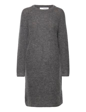 Slfivi Ls Knit Dress B Polvipituinen Mekko Harmaa Selected Femme