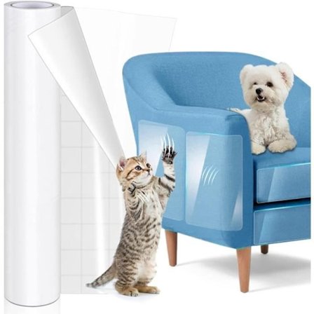 Katteskrapebeskyttelse 40cm x 3m, Anti-ripe kattebeskyttelsesfilm, Transparent selvklebende klistremerke, for møbler