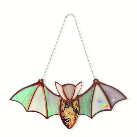 Bat farvet glas Suncatcher Halloween flagermus Decor Hængende GUL