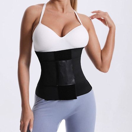 Svett Bastu Waist trainer Fitness Kompressionsbälte Thermo Body Shaper Trimmer Korsett Midja Cincher Wrap Workout Slim Shapewear, svart