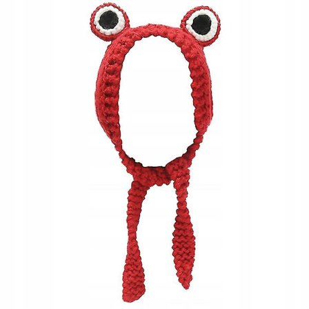 Vinterstrikket genser lue ørebeskyttere frosk strikket lue damefrosk strikket gave(Rød)