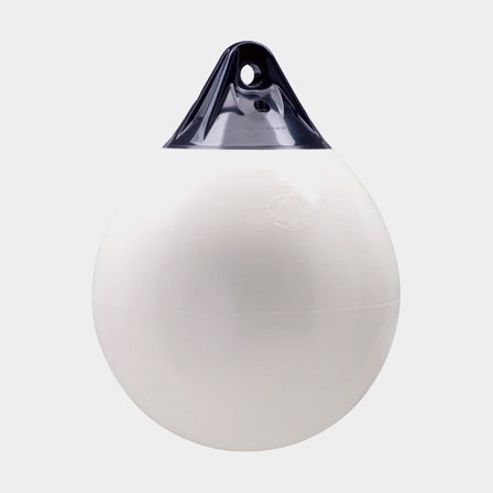 Kugel-Fender Polyform A3, Ø46 cm, weiß mit schwarzer Spitze - Boot