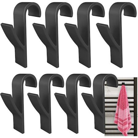 8 st Svarta Runda Radiatorkrokar, Handdukstorkkrok, Badrumshanddukskrok, Handdukstork Radiatorkrok, Handdukstorkkrok, Alla Standardradiatorer, 