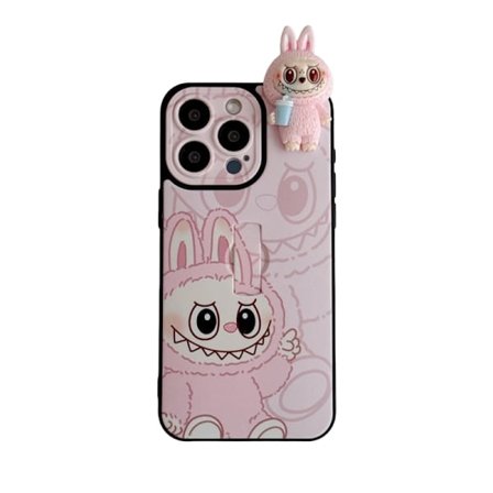 Monster 3D Kanin Design Telefon Cover med Støttefod, Søde Kaninører Blød Silikone Cover, Passer til iPhone 6, Pink, 2025 Udgave