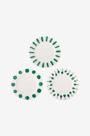 Bloomingville - Linora Tallrik, D28xH3 cm, set om 3 - Grön - Tallrikar - Från Homeroom
