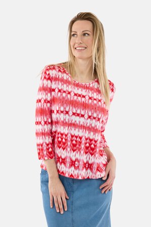 SIGNATURE - T-shirt med 3/4 ærmer – Rød – Rund Hals