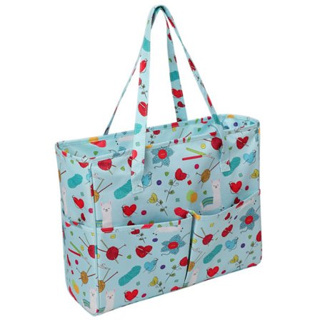 Heklet veske vanntett Oxford stoff stoff blå mønster stor kapasitet ull oppbevaringspose syverktøy