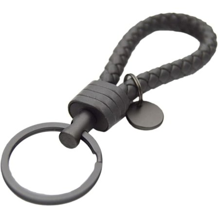 Flätad Lädernyckelring Kompatibel med Alla Bilar Svart