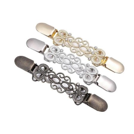 3 st Tröja Kofta Clips Retro Kofta Krage Clips Spänne Vintage Poncho Clip Lås Nål Skjorthållare Broscher för Kvinnor-xindaren