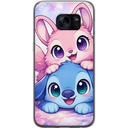 Kompatibel Mobilcover til Samsung Samsung Galaxy S7 Sød kawaii illustration med pink og blå fantasidyr, store øjne og bløde farver perfekt til bø