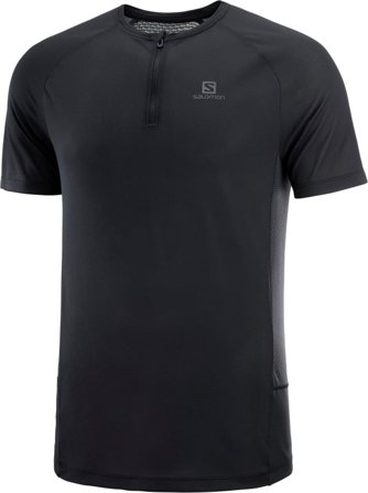 Salomon Men's Cross Rebel Half Zip SS T-Shirt Men Short sleeved fitness sweater Black L