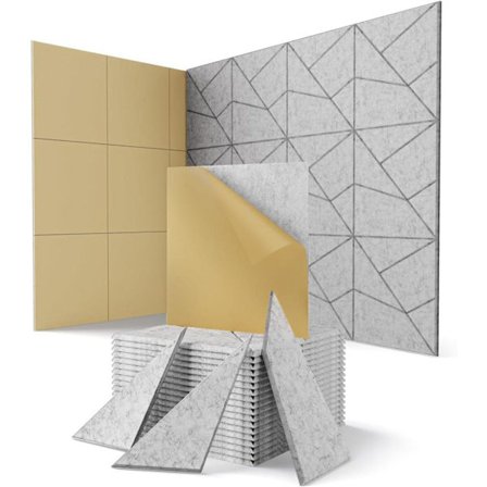 Lydabsorberende Akustikkpanel 12-pakning 30x30cm Selvklebende Veggabsorbenter for Studio & Kontor_TF_TF