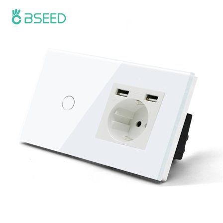 Enkelt Strømstik EU Væg Stik Dobbelt Stik USB Type-C Telefon Opladning Glaspanel Væg Touch Switch Børnebeskyttelse