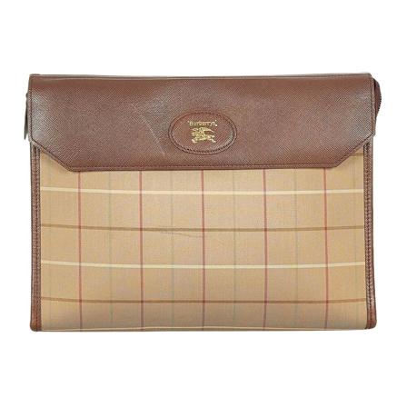 Burberry Vintage, Geruite canvas etui Bruin, Dames, Maat:ONE Size