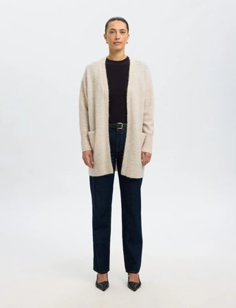 Selected Slflulu New Ls Knit Long Cardigan B Noos - Grey - XS