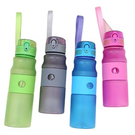 Ny sportvattenflaska utomhus student skrubba vattenflaska sommar plast stor kapacitet vattenflaska (studs lock blå) 650ML