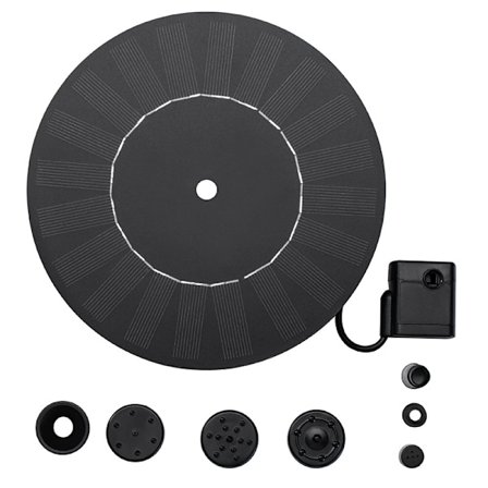 Solcelledrevet vandfontæne med udskiftelige dyser - 18 cm