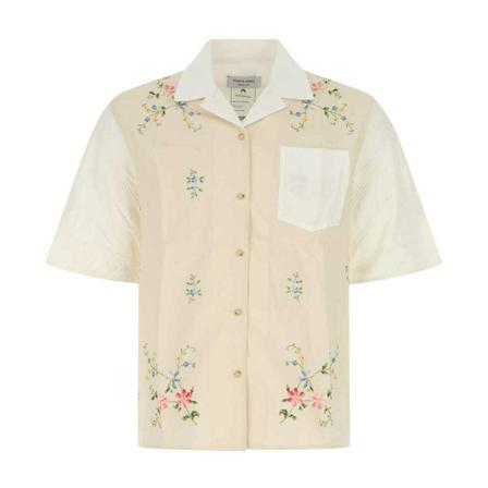 Marine Serre, Short Sleeve Shirts Beige, Heren, Maat:L
