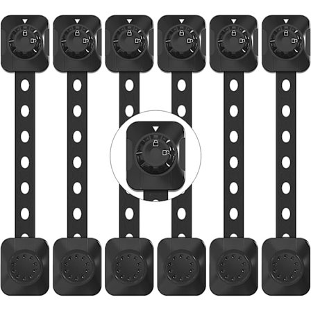 Baby (förbättrat), set med 6 spärrar för barn/ baby , för låda, kyl (svart, inget verktyg krävs)