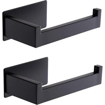 2-pak L-formet selvklæbende rustfrit stål toiletrulleholder uden boring - flere farver, vægmonteret Black