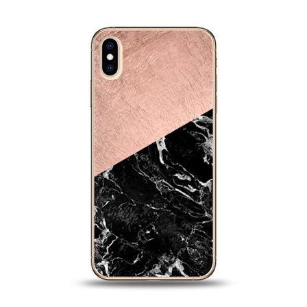 iPhone XS Max Mjukt Skal med Rosa & Svart Marmor